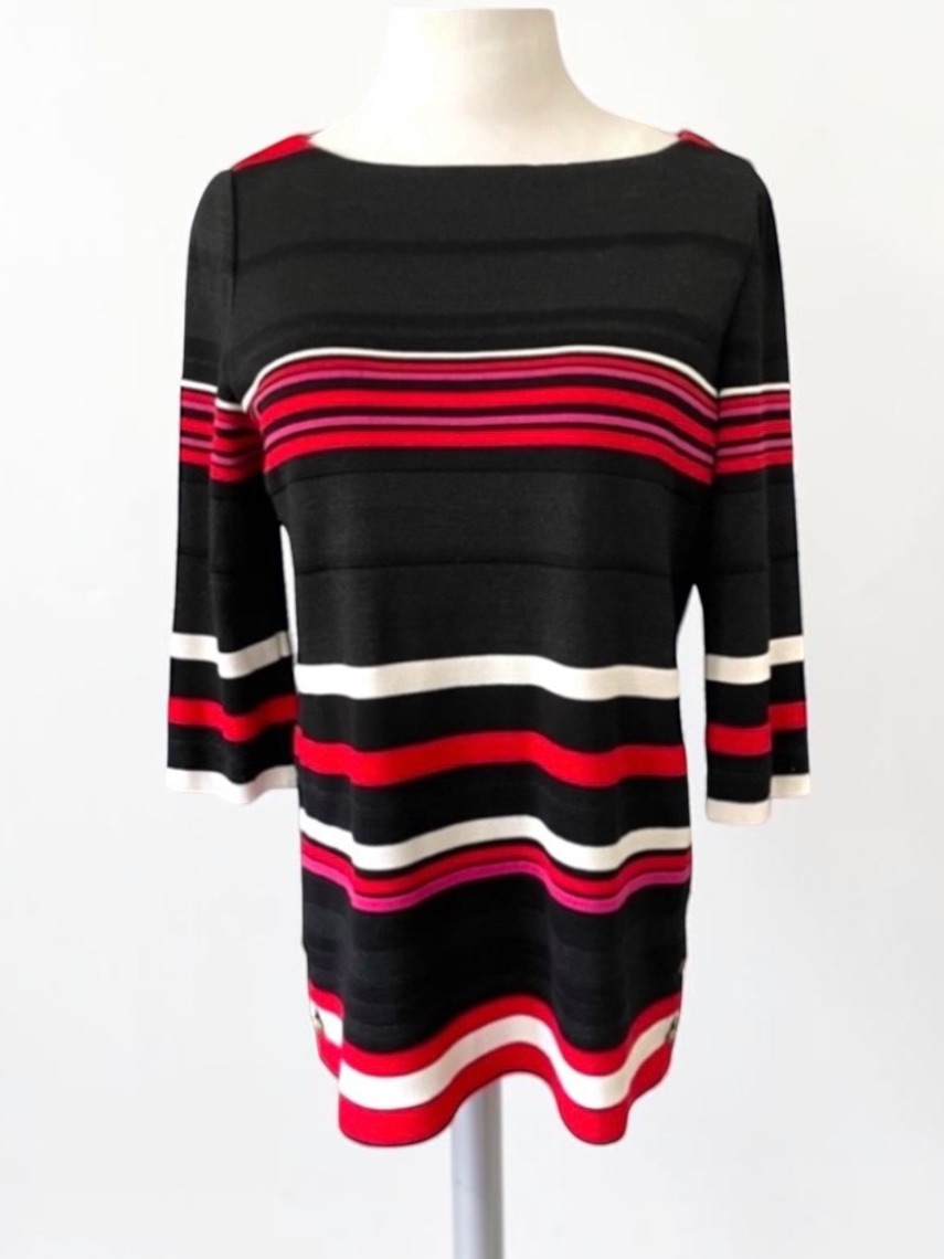 New! St. John Striped Scoop Neck Sweater Size Small